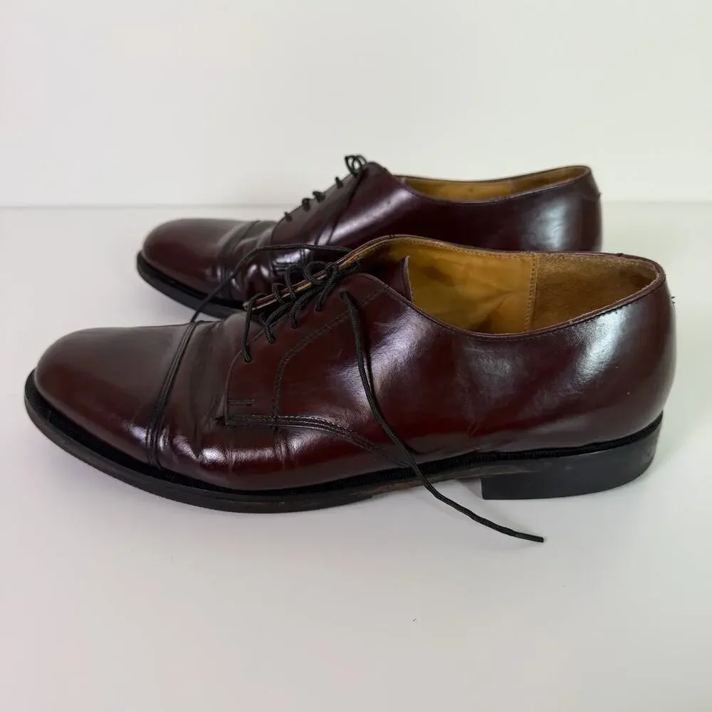 Vintage Cole Haan Burgundy Leather Cap Toe Derby Mens 11D Classic Dress Shoe USA